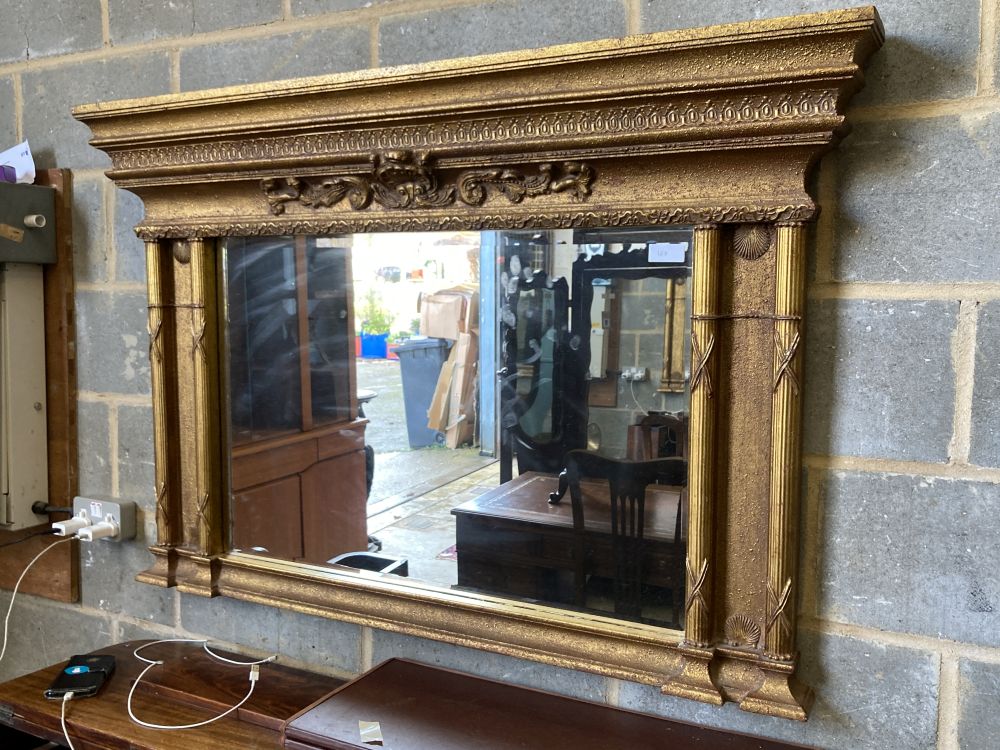 A gilt-framed overmantel mirror, width 138cm, height 91cm